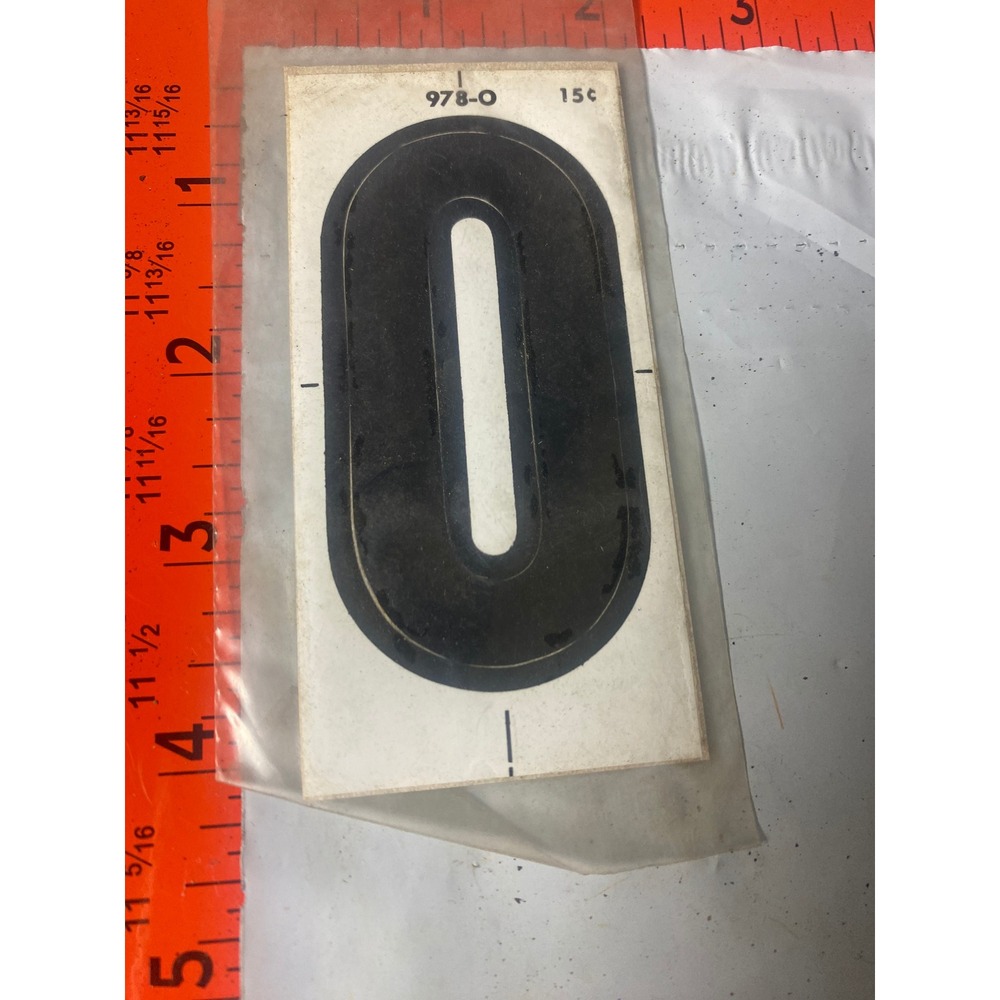 Vintage Meyercord Kwik-Space 3" Number 0 Black Self Stick NOS 978-0